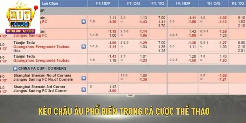 Kèo châu Âu phổ biến trong cá cược thể thao
