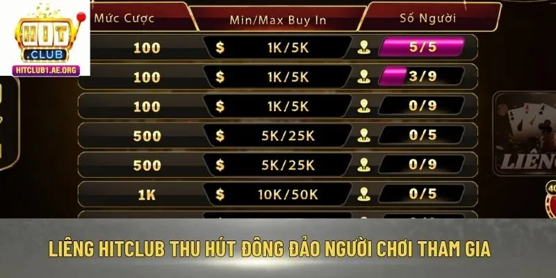 Liêng Hitclub thu hút đông đảo người chơi tham gia