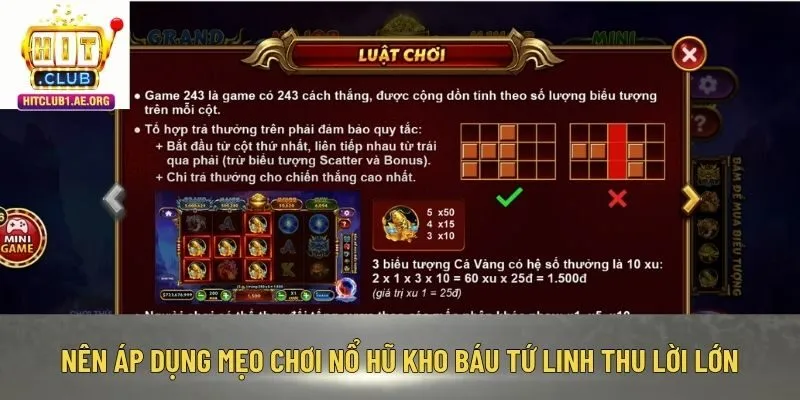 Nên áp dụng mẹo chơi Nổ hũ Kho Báu Tứ Linh thu lời lớn