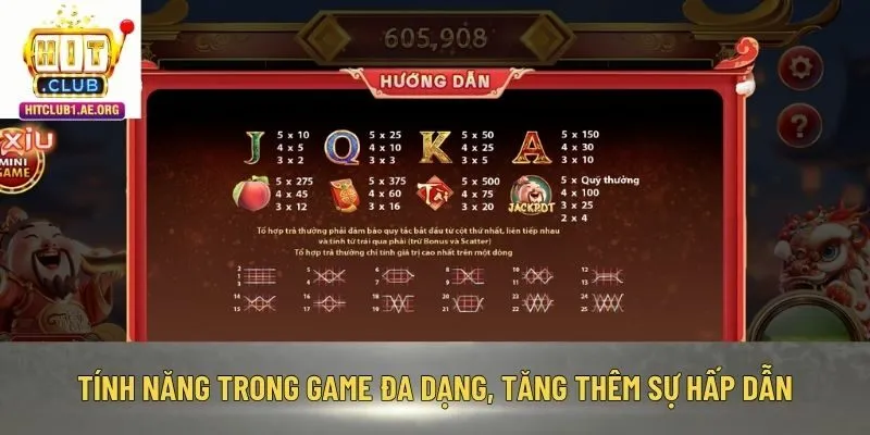 Tính năng trong game đa dạng, tăng thêm sự hấp dẫn